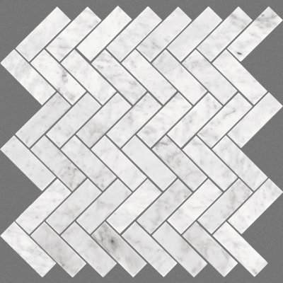 CHATEAU HERRINGBONE MOSAIC - Bianco Carrara - 12.01" x 12.8"