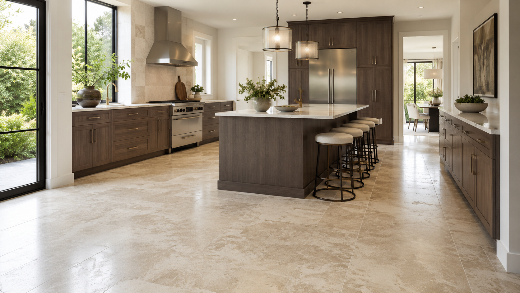 Modern kitchen interior showcasing Floors USA tile flooring with sleek design