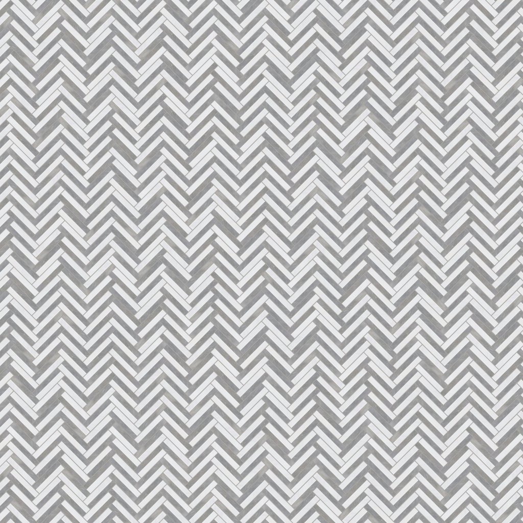 Marble Systems Snow White, Allure Multi Finish Raya Basket Marble Mosaic 12x12 - Snow White, Allure