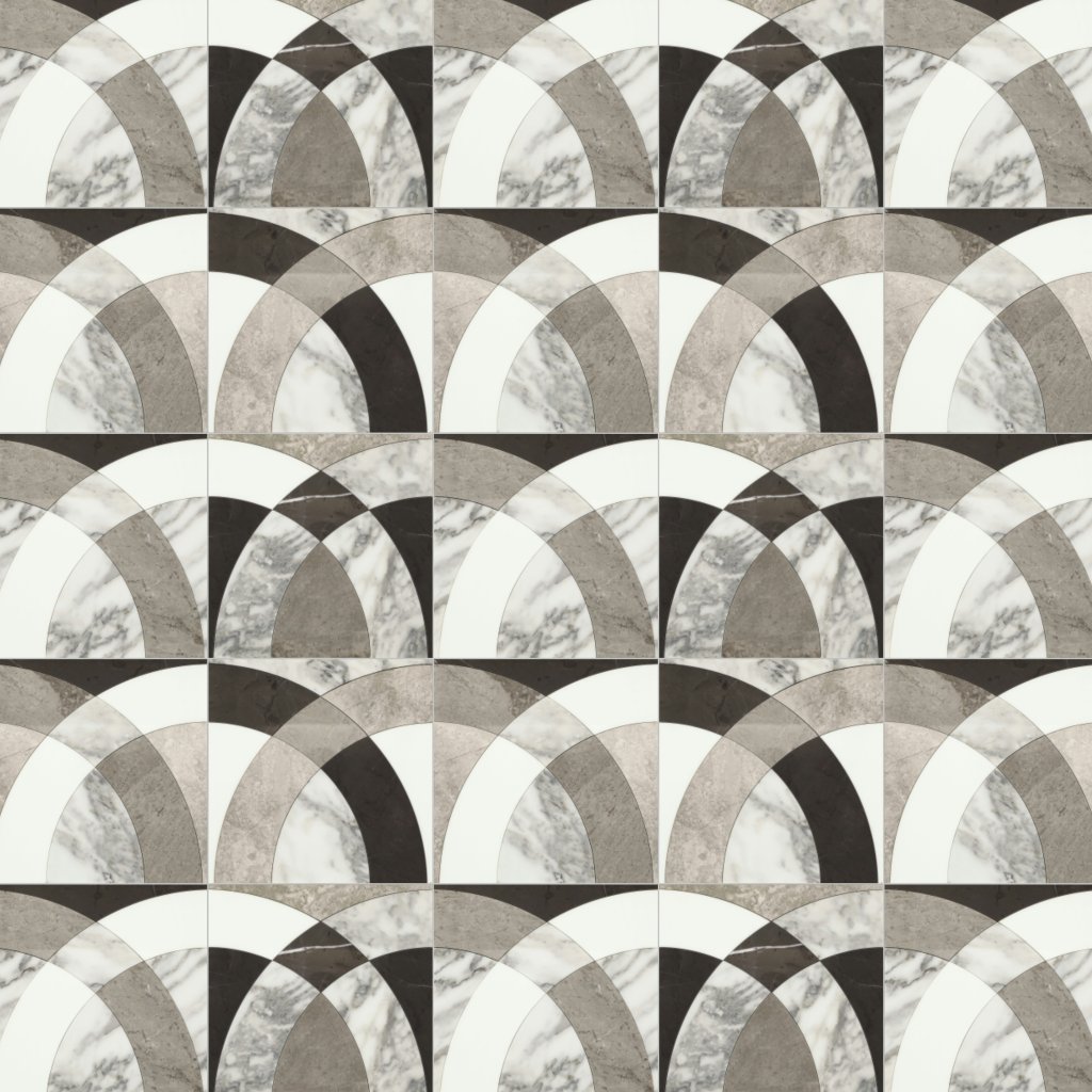 Daltile Eclessia Marble Arabescato Argento Blend, Arches, Polished - Arabescato Argento Blend