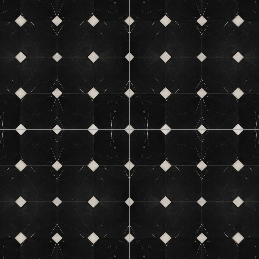 Marble Systems Black, Glacier Tumbled Marble Tile 16x16 - Black