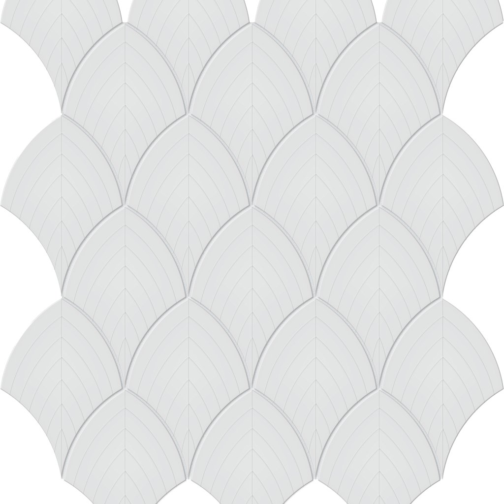 Qualis Ceramica Traditions Gallery Grey Scallop Glossy Mosaic - Grey