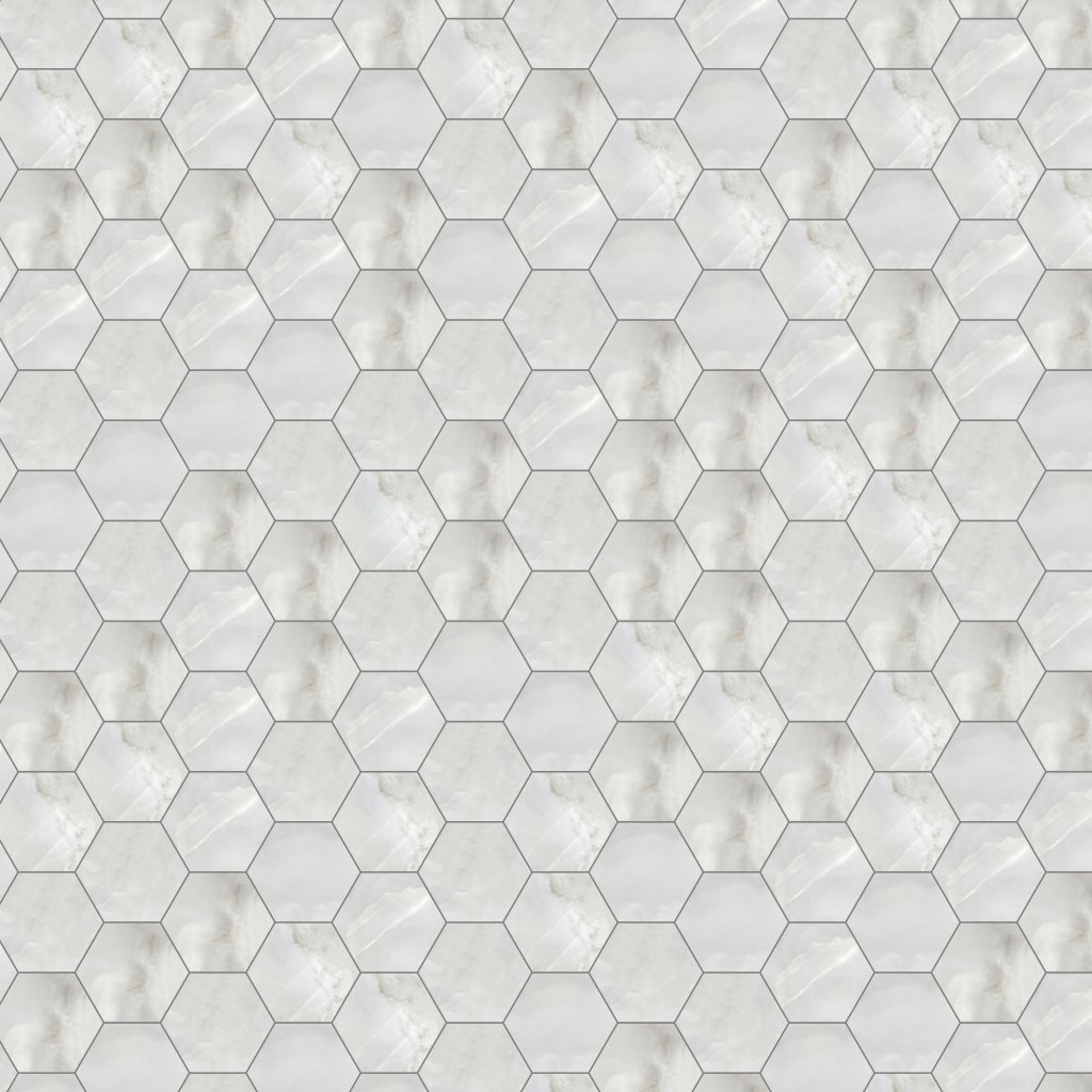 Qualis Ceramica Luxury Sorrento Onyx 6" Hexagon Polished - Cream