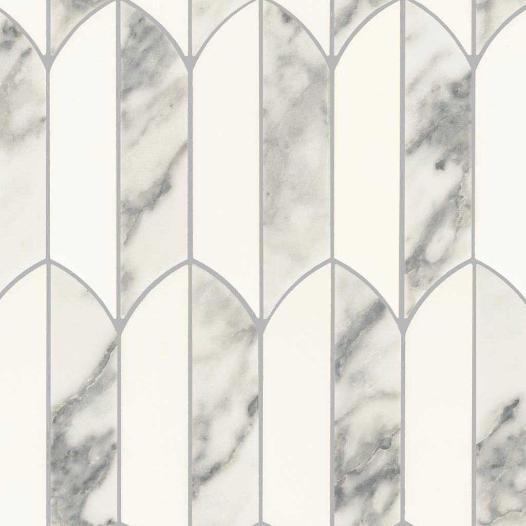 Daltile Eclessia Marble Arabescato Argento Blend, Feather, Polished - Arabescato Argento Blend