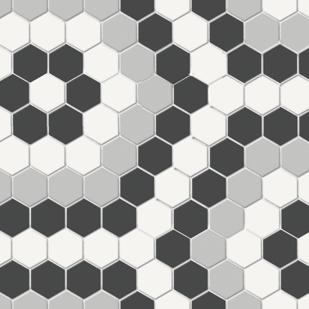 Qualis Ceramica Traditions Midnight Nero Blend Hexagon Matt Mosaic - Canvas White