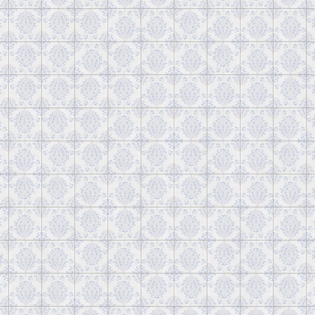 Marble Systems Indigo Wash Tulips Glossy Glazed Terracotta Tile 6x6 - Indigo Wash Tulips