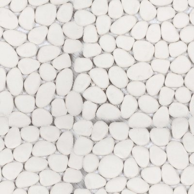 Qualis Ceramica Riviera Tileworks Chelsea White Reconstituted Pebble Interlocking Mosaic - 12" x 12"