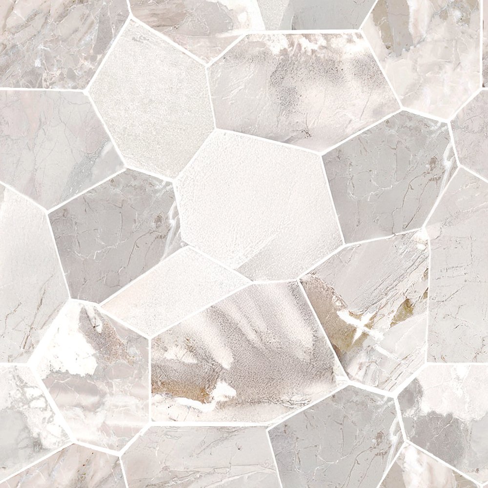 Qualis Ceramica Dynasty 11x12 Eggs Mosaic White Polished/matt - Grey