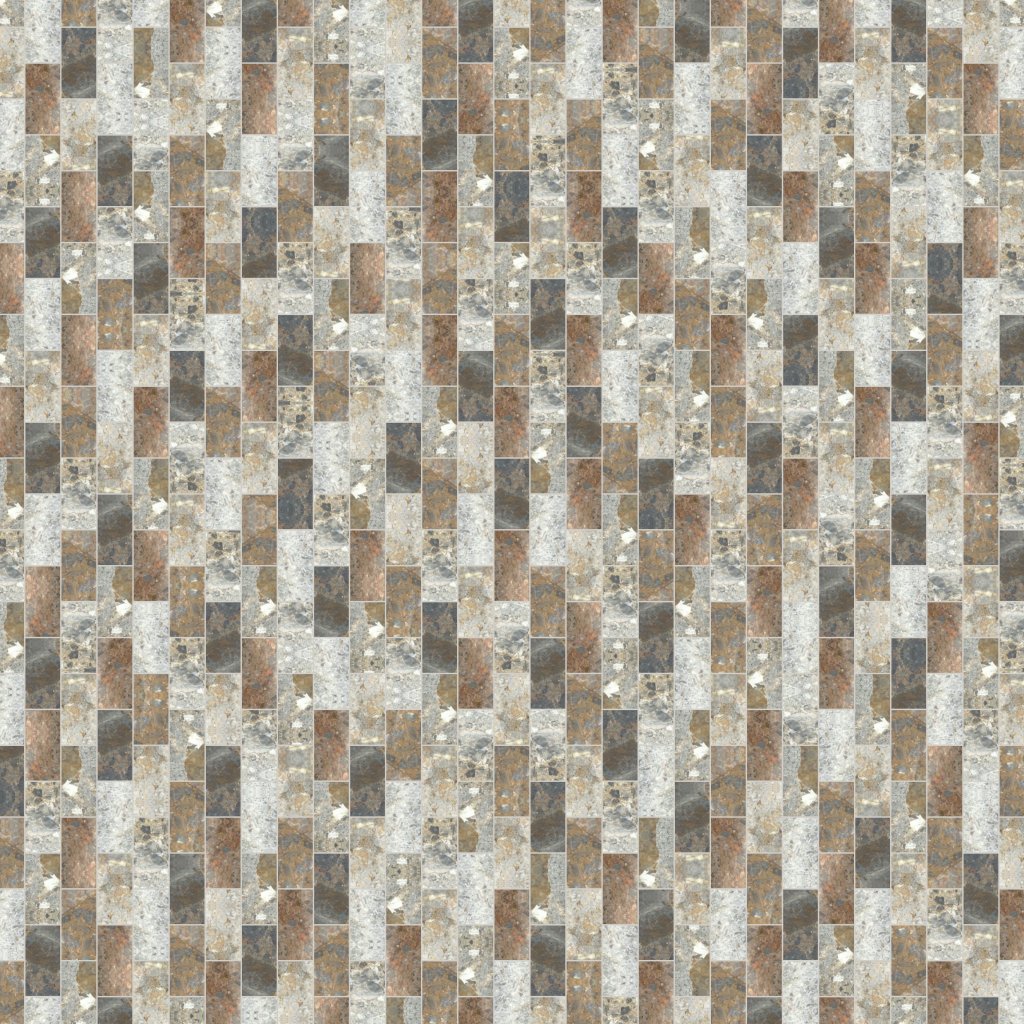 Qualis Ceramica Chelsea Collection Elongated Hexagon Royal Vein "Leaves" Mosaic