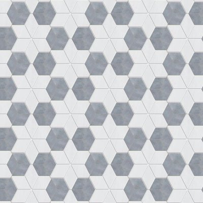 Marble Systems Snow White, Allure Multi Finish Stars Marble Mosaic 14 3/16x14 15/16 - Snow White, Allure - 14 3/16" x 14 15/16" x 3/8"