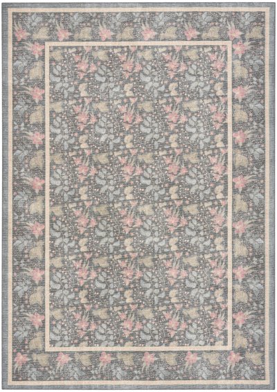 Nourison Home Nourison Botanical Washables BOT03 2' x 6' Charcoal Multicolor Farmhouse Indoor Rug - 4' x 6'