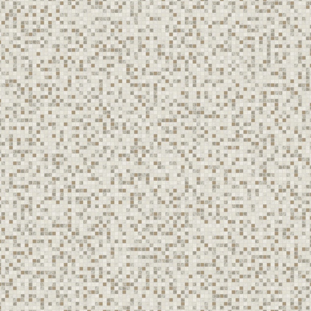 Qualis Ceramica Riviera Tileworks Chelsea Grey Beige Glass QUartzite and Metal Décor 7/8"x7/8" Mosaic