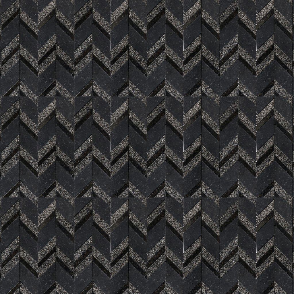 Marble Systems Belgium Blue Textura Chevron Waterjet Limestone Mosaic 13x10 - Belgium Blue