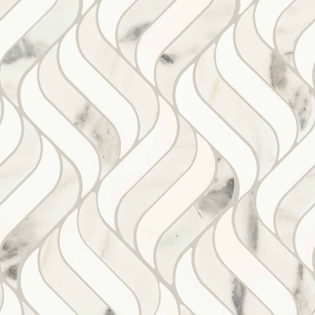 Daltile Eclessia Marble Arabescato Argento Blend, Wave, Polished - Arabescato Argento Blend