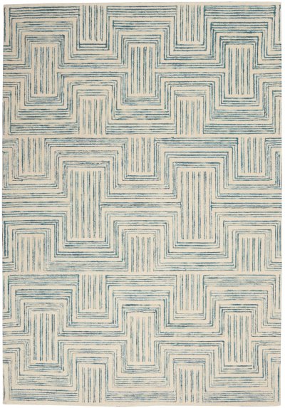 Nourison Home Nourison Interlock ITL06 5' x 7'6" Ivory/Turquoise Modern Indoor Rug - 3'9" x 5'9"
