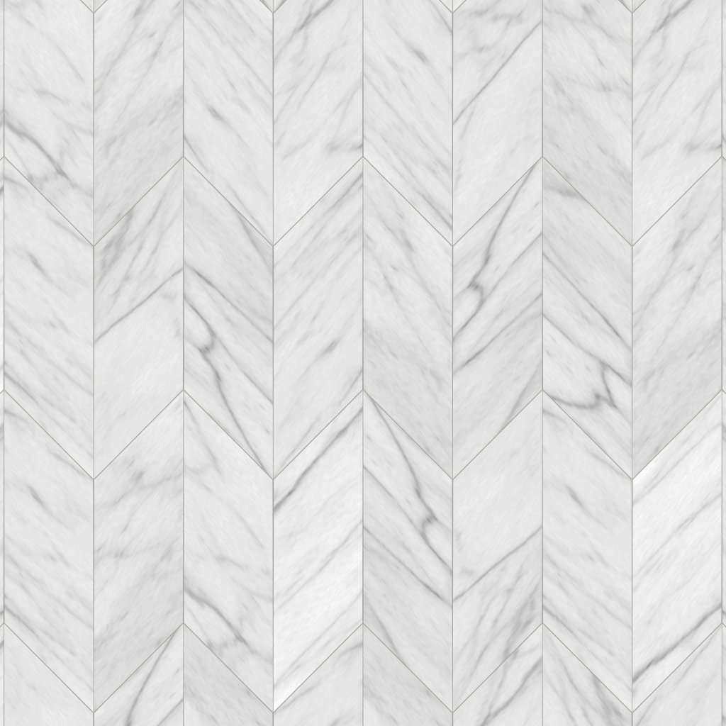 Marble Systems White Carrara C Polished Chevron Waterjet Marble Mosaic 13x10 - White Carrara C