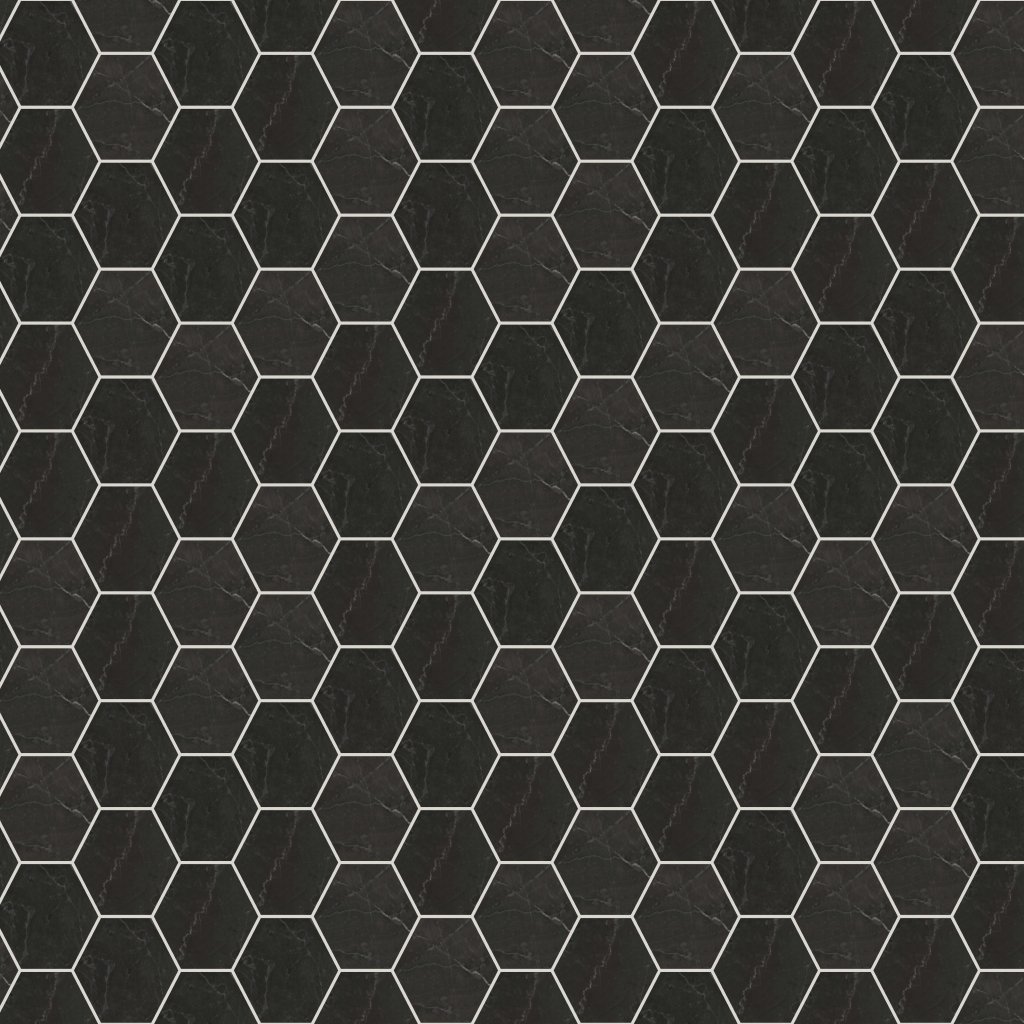 Qualis Ceramica Luxury Tivoli Nero 6" Hexagon Polished - Black
