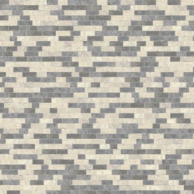 Qualis Ceramica Riviera Tileworks Chelsea White Grey Broken Brick Marble Interlocking Mosaic - 11"x 12"