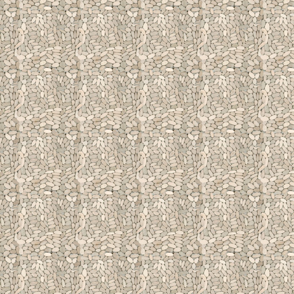 Qualis Ceramica Riviera Tileworks Chelsea Beige Sliced Matt Pebble Interlocking Mosaic