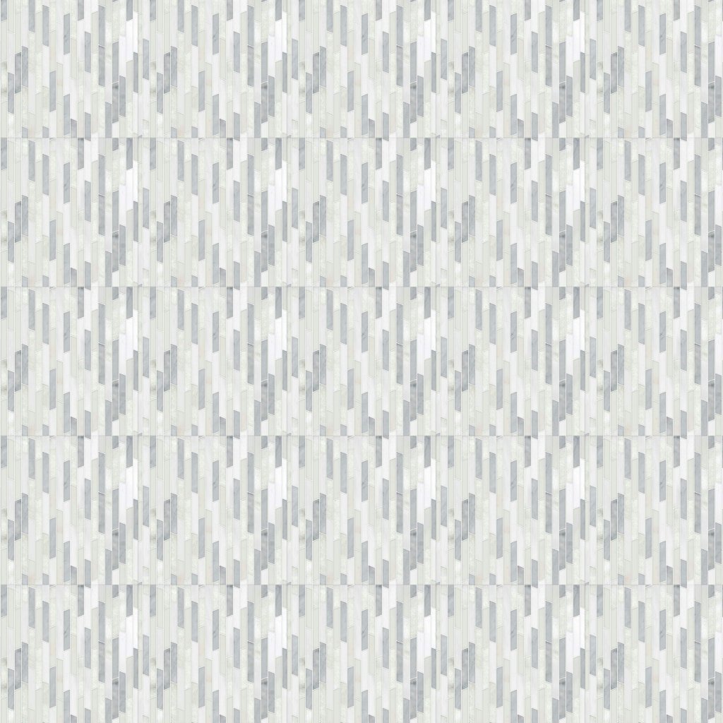 Marble Systems Afyon White, Avenza Light, Dolomite, Gla Multi Finish Rhodes Marble Mosaic 8 13/16x 14 5/16 - Afyon White, Avenza Light, Dolomite, Gla