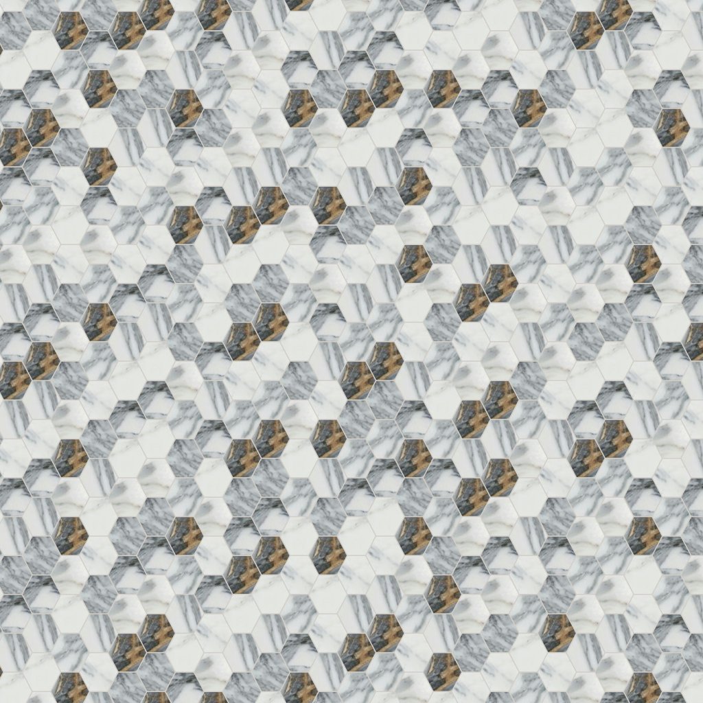 Qualis Ceramica Royal Stoneworks 2" Regal White Vein Hex