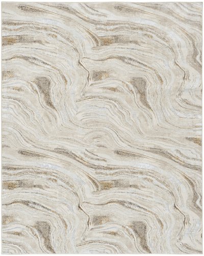 Nourison Home Nourison Glitz GLZ22 2'3" x 7'6" Grey Gold Modern Indoor Rug - 7' x 10'