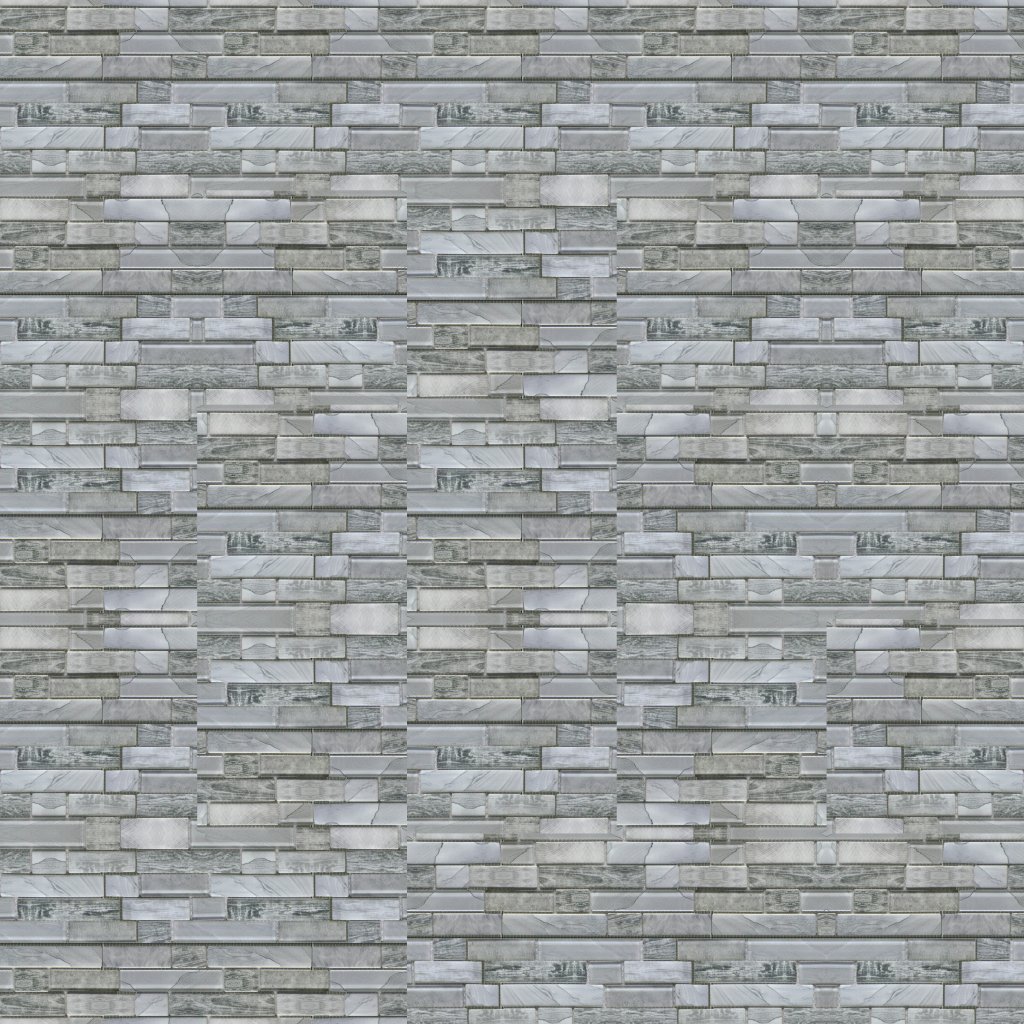 Qualis Ceramica Riviera Tileworks Chelsea Grey Glass Rectangle/Dark Grey Recycled Glass Interlocking Mosaic