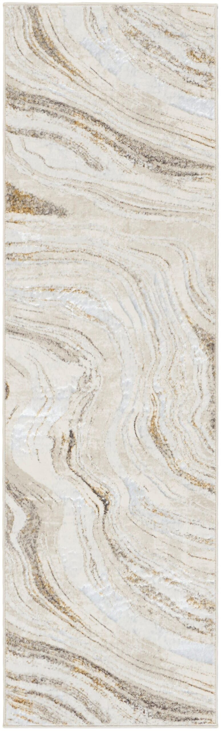 Nourison Home Nourison Glitz GLZ22 2'3" x 7'6" Grey Gold Modern Indoor Rug