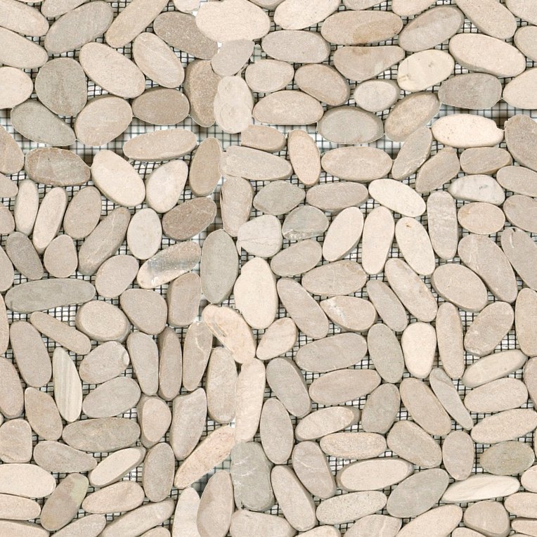 Qualis Ceramica Riviera Tileworks Chelsea Beige Sliced Matt Pebble Interlocking Mosaic