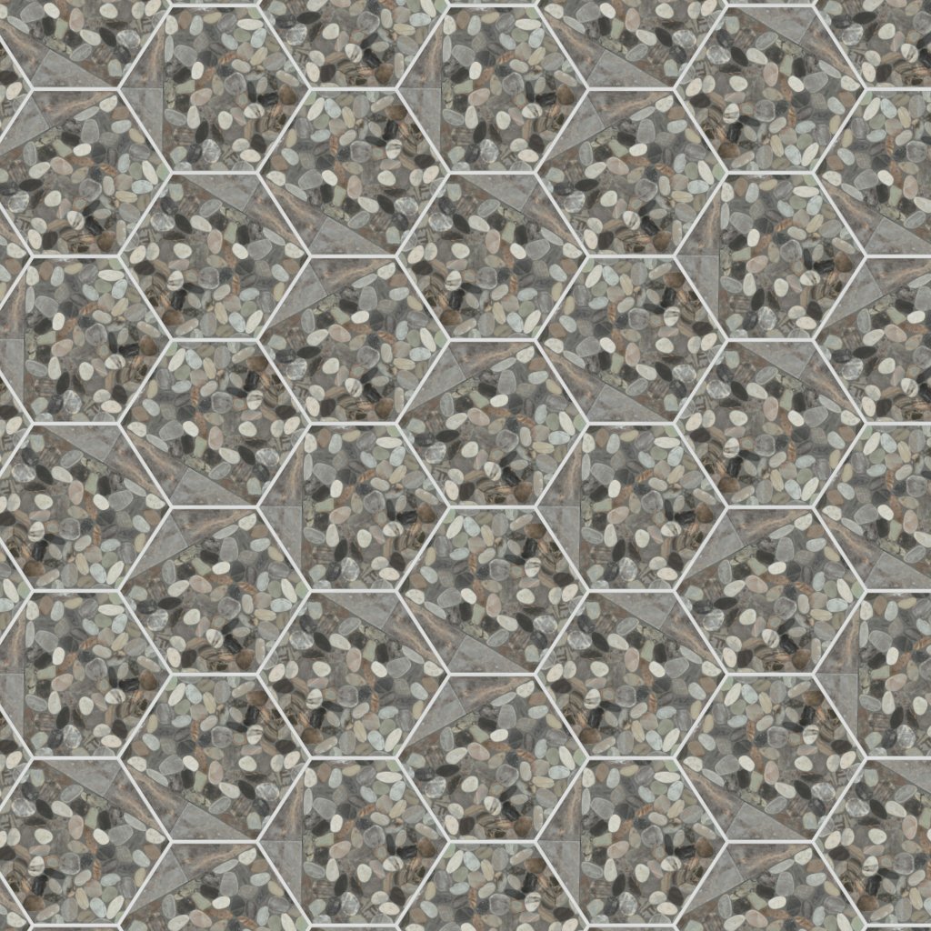 Daltile Pebble Oasis Coastal, Tri-Hex Pebble, Tumbled - Coastal