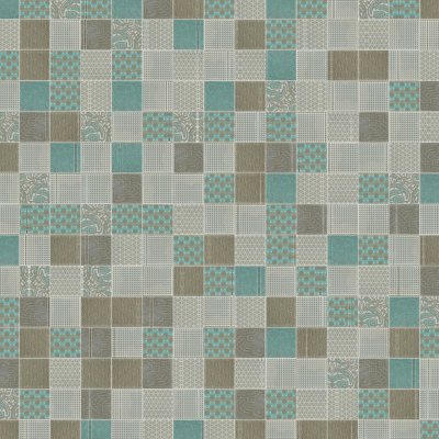 Qualis Ceramica Riviera Tileworks Chelsea 4"x4" Beige Green Glass Geometric Random Pattern Mosaic - 12" x 12"