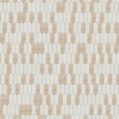 Marble Systems Diana Royal, Snow White Honed Medium Picket Waterjet Marble Mosaic 13 3/16x11 1/16 - Diana Royal, Snow White - 13 3/16" x 11 1/16" x 3/8"