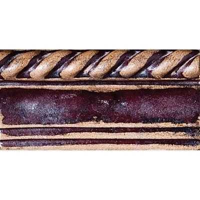 Marble Systems Wash Stk Gry Burnt Rd Glazed Rope Crown Ceramic Moldings 3 1/4x6 - Wash Stk Gry Burnt Rd - 3 1/4" x 6" x 3/8"