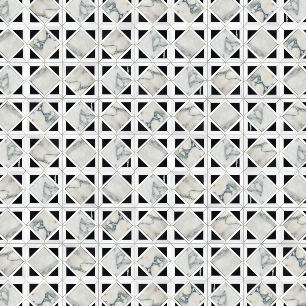 Marble Systems Calacatta Green Honed Kent Marble Mosaic 13 9/16x13 9/16 - Calacatta Green