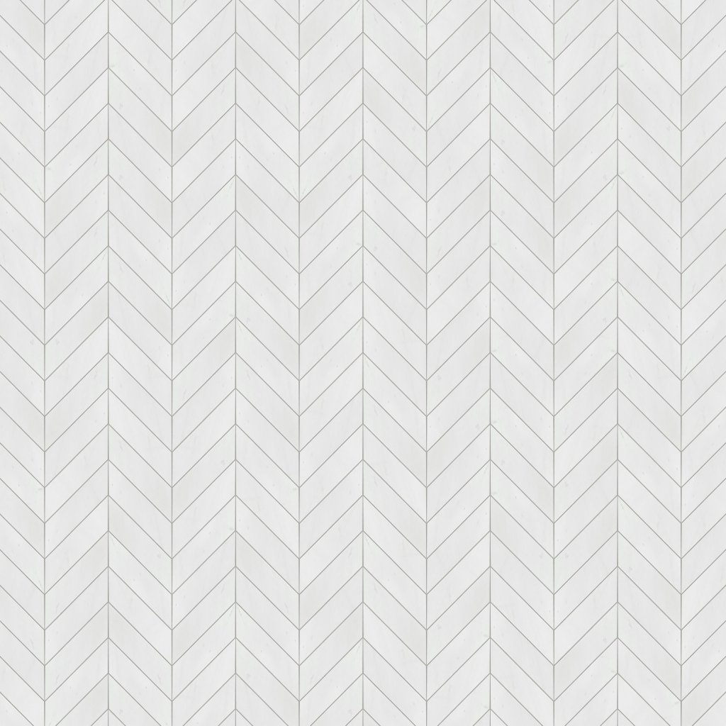 Marble Systems Aspen White Honed Chevron Waterjet Marble Mosaic 13x10 - Aspen White
