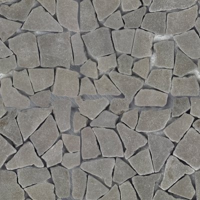Qualis Ceramica Riviera Tileworks Chelsea Grey Reconstituted Mini Opus Stone Interlocking Mosaic Sheet - 12" x 12"