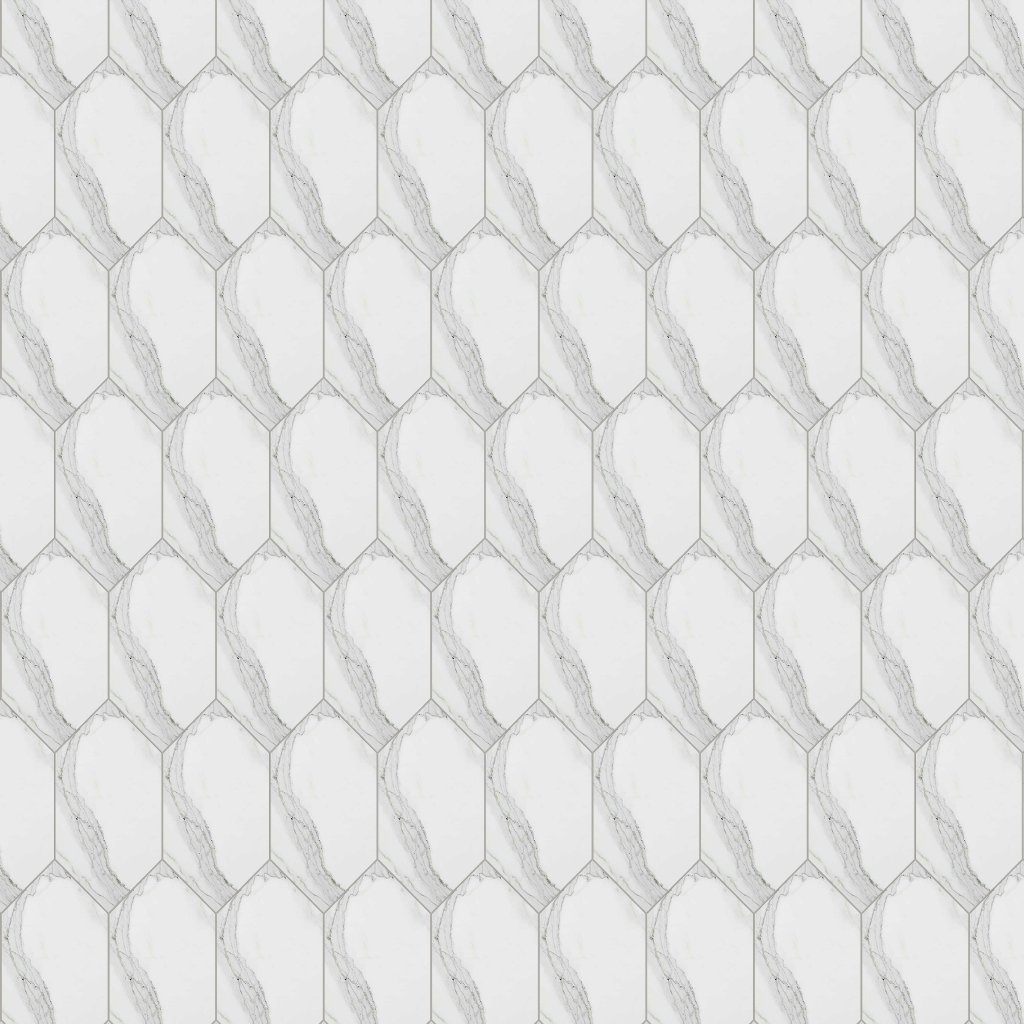 Marble Systems Calacatta Gold Extra Polished Large Picket Waterjet Marble Tile 6x12 - Calacatta Gold Extra