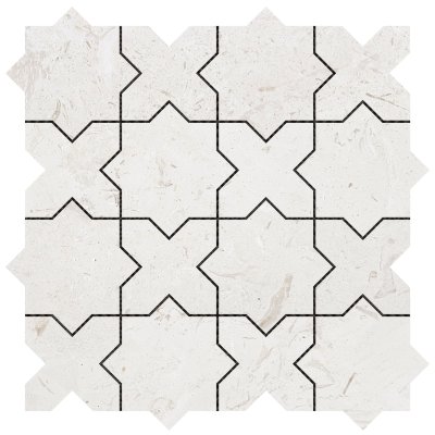 Qualis Ceramica Chelsea Collection 3"x3" Cross & Star Beige Marble - 12" x 12"