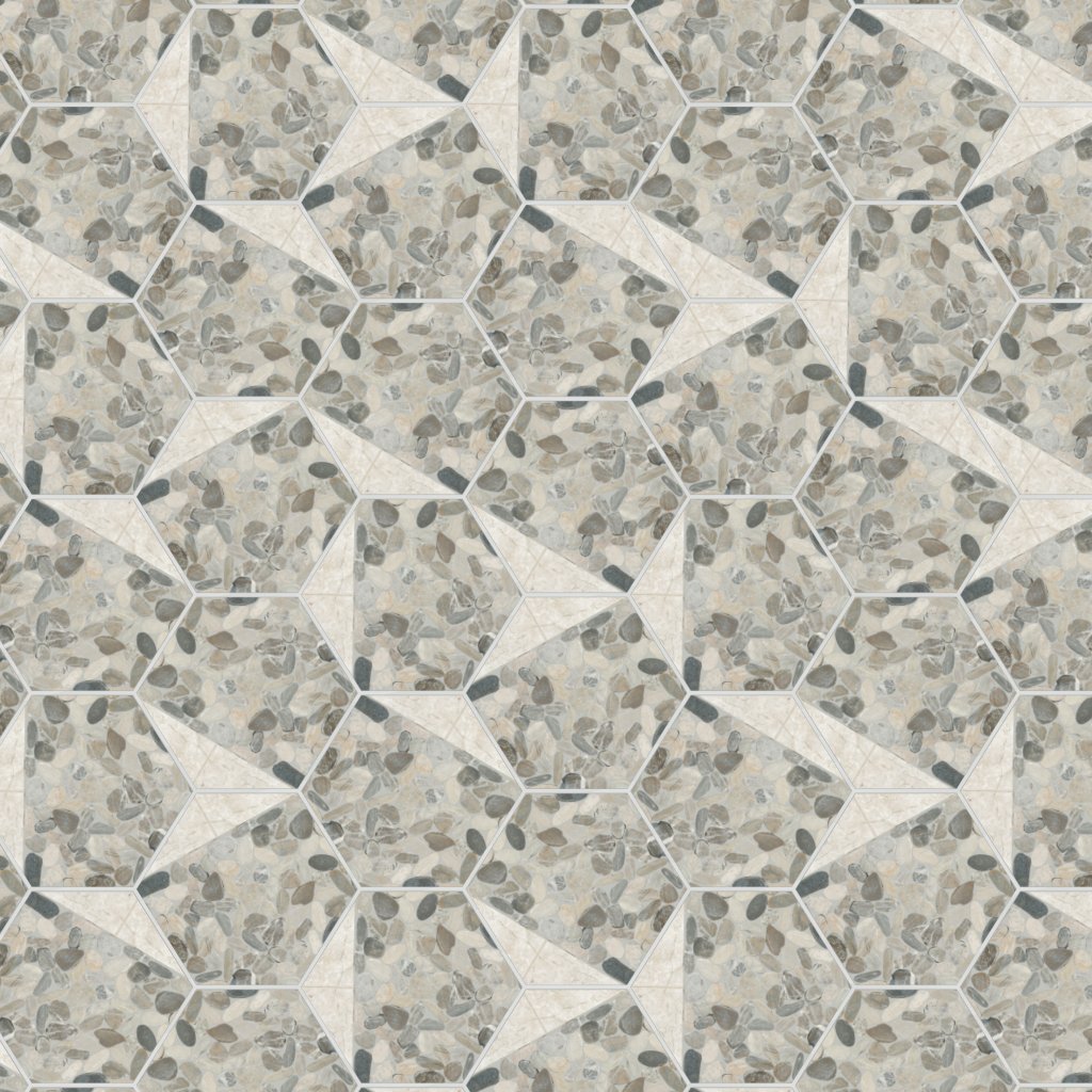Daltile Pebble Oasis Coal, Tri-Hex Pebble, Tumbled - Coal