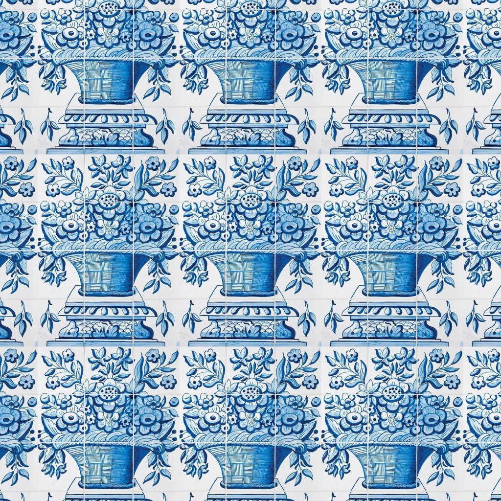Marble Systems Cesta Panel Blue Glazed Ceramic Tile 22x16 1/2 - Cesta Panel Blue