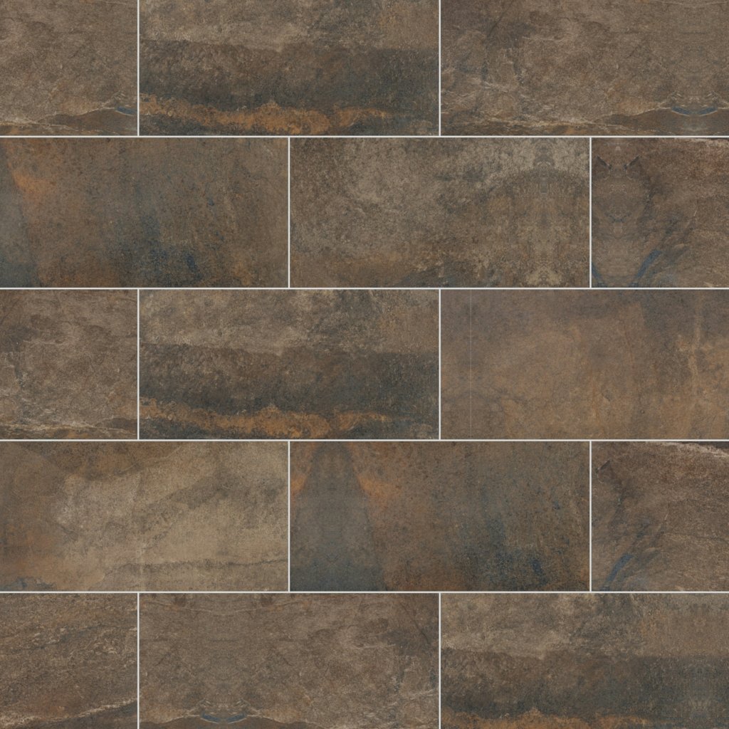 Daltile Slate Attache Multi Brown, Rectangle, 12X24, Matte - Multi Brown