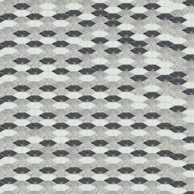 Qualis Ceramica Riviera Tileworks Chelsea Long Hexagon Terrazzo Marble White Grey Black Mix Mosaic - 13"x 13.8"