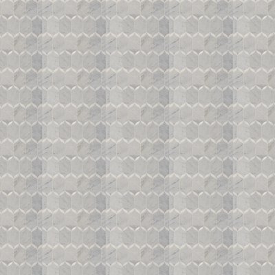 Marble Systems White Carrara, Thassos White Multi Finish Caridad Marble Mosaic 9 23/32x13 1/4 - White Carrara, Thassos White - 9 23/32" x 13 1/4" x 3/8"