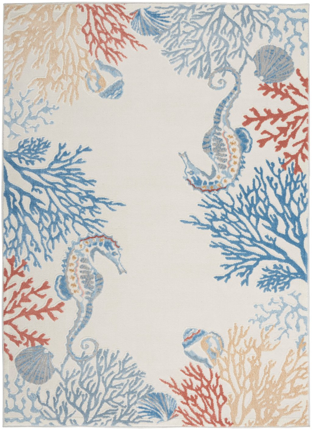 Nourison Home Nourison Pompeii PMP03 5'3" x 7'3" Ivory Multicolor Coastal, Nautical & Beach Indoor Rug