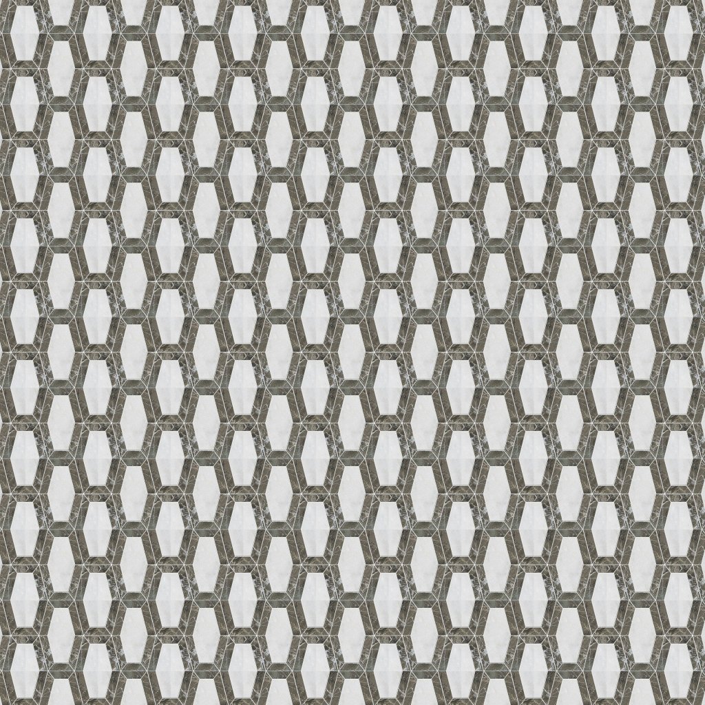 Marble Systems Avalon, Silver Drop Polished Lincoln Marble Mosaic 10 1/4x12 13/16 - Avalon, Silver Drop