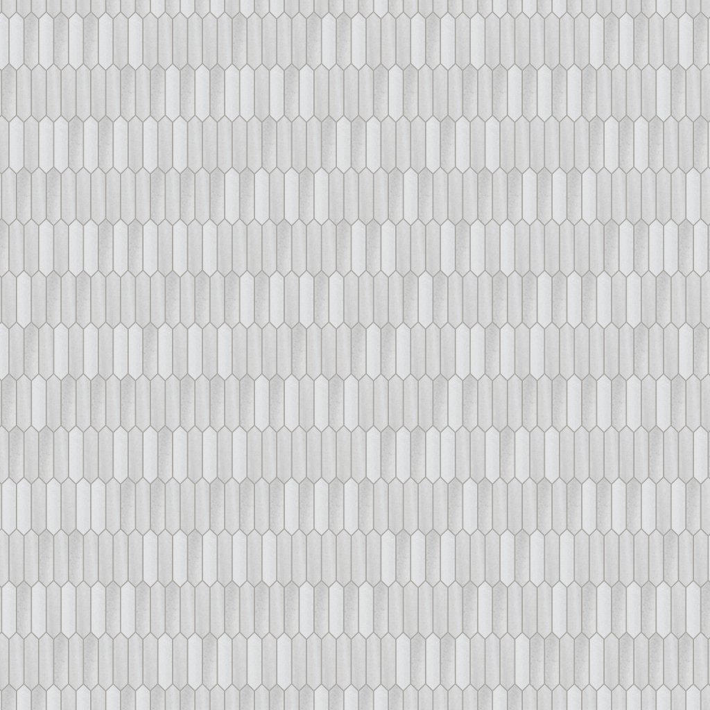 Marble Systems Frost White Polished Baby Picket Waterjet Marble Mosaic 13 3/16x11 - Frost White
