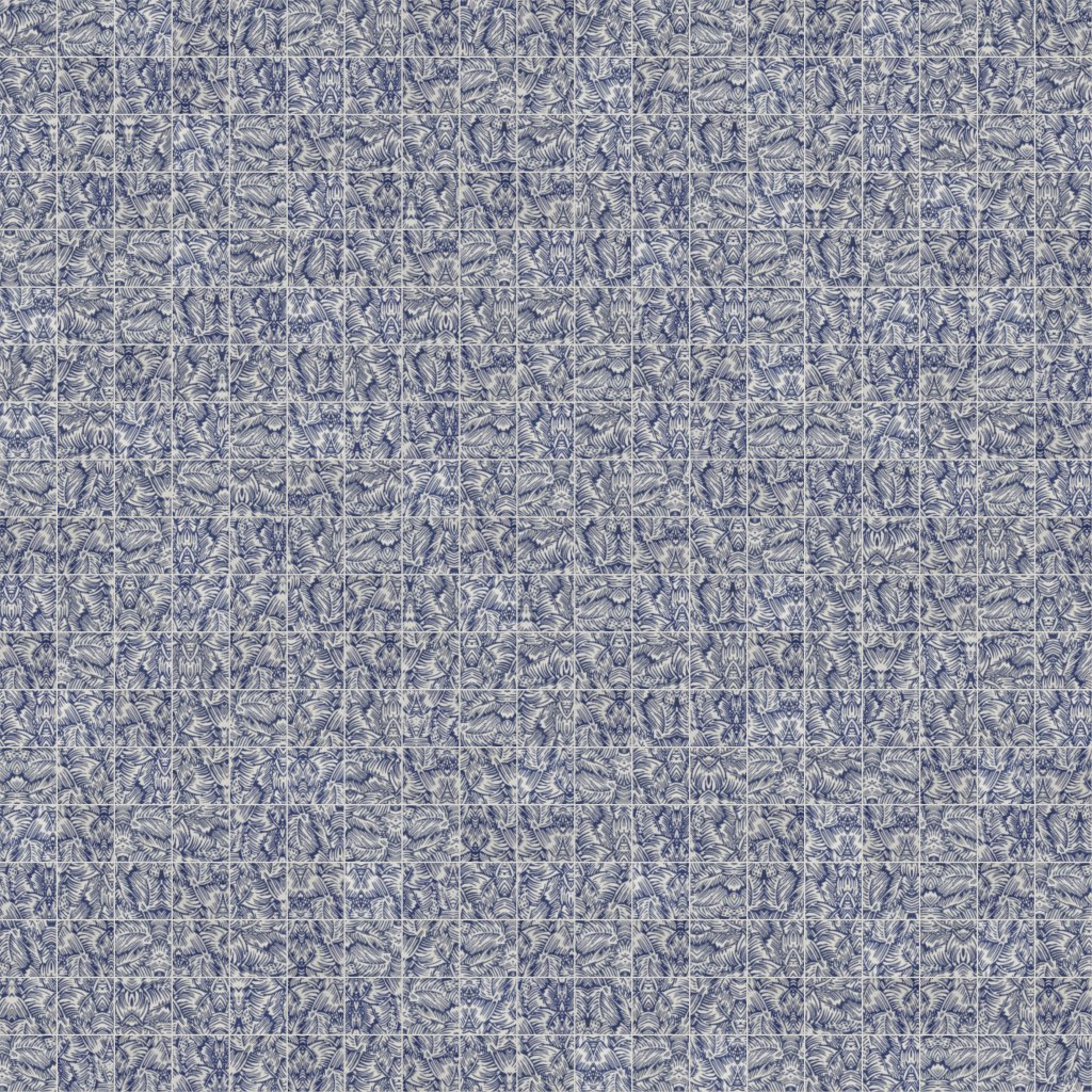 Qualis Ceramica Riviera Tileworks Chelsea PalmTree Glazed Ceramic 3"x3" Cobalt Blue & White Mosaic