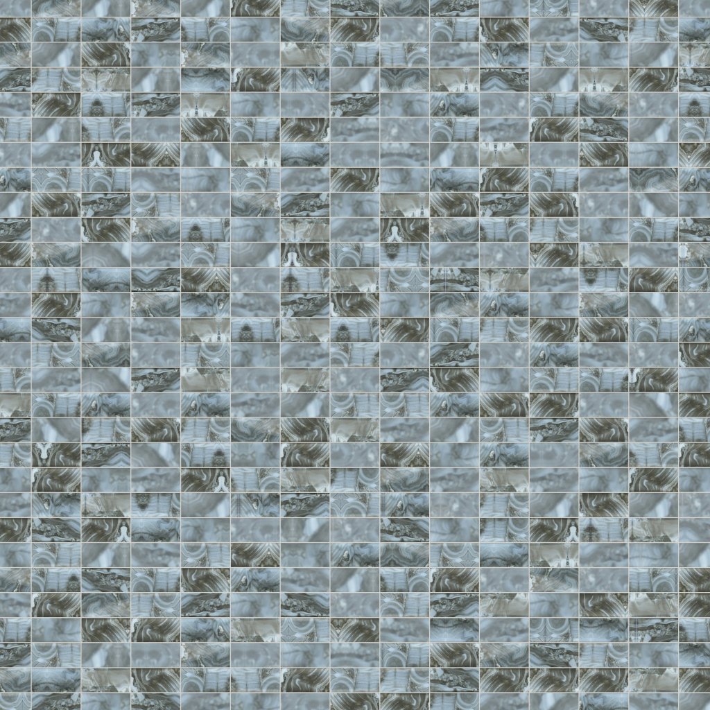 Qualis Ceramica Riviera Tileworks Chelsea Onyx Pattern Blue Glass Sheet Mosaic