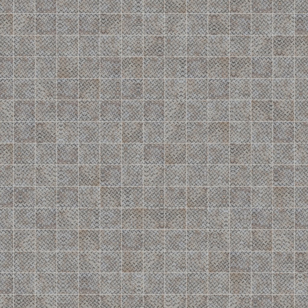 Qualis Ceramica Riviera Tileworks Chelsea 4"x4" Silver Industrial Relief Pattern Glazed Ceramic Mosaic