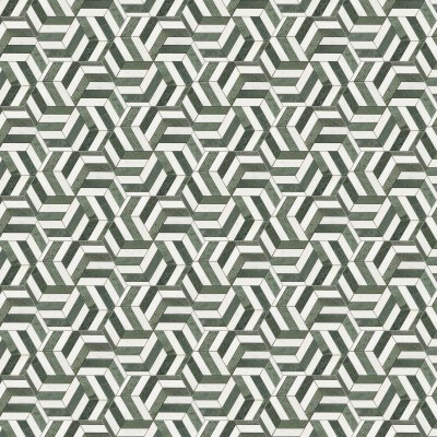 Marble Systems Snow White, Verde Tia Honed Windmill Waterjet Marble Mosaic 11 3/4x13 9/16 - Snow White - 11 3/4" x 13 9/16" x 3/8"